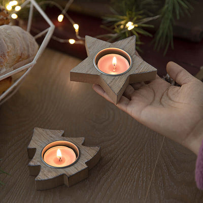 New Christmas Nordic Wood Snowflake Candlestick Ornaments eprolo