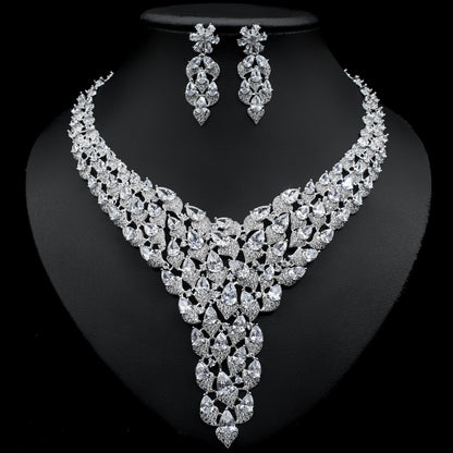 Full Diamond Exaggerated Fashion Necklace Earrings eprolo