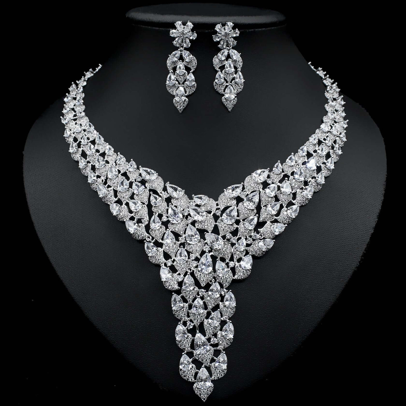 Full Diamond Exaggerated Fashion Necklace Earrings eprolo