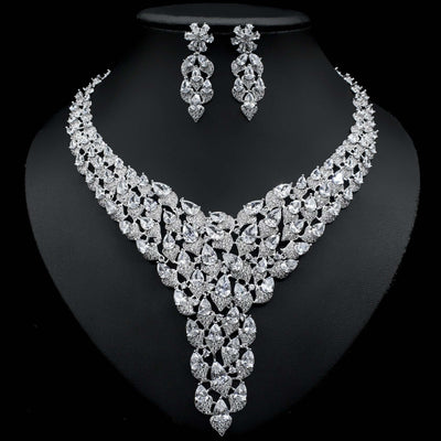 Full Diamond Exaggerated Fashion Necklace Earrings eprolo