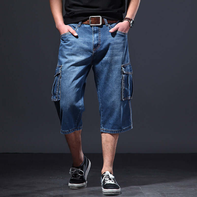 Summer Thin Loose Multi-pocket Workwear Cropped Pants Casual Jeans eprolo