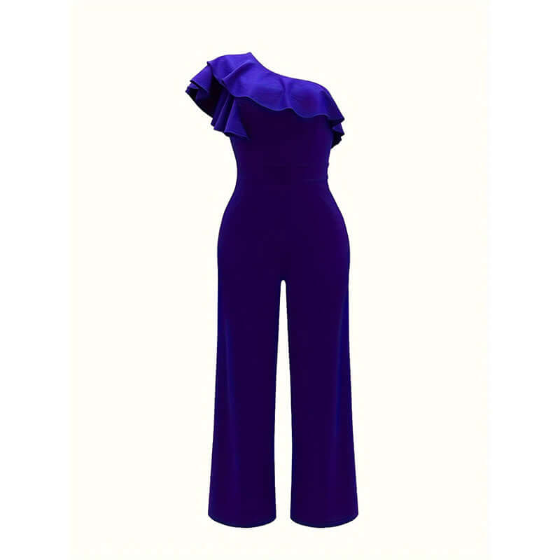 Women Summer Dressy Jumpsuits Sleeveless Ruffle One Shoulder Casual Wide Leg Pants Romper eprolo