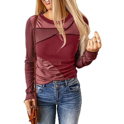 Women's Slim-fit Pullover Thin Color Matching Knitted Sweater eprolo