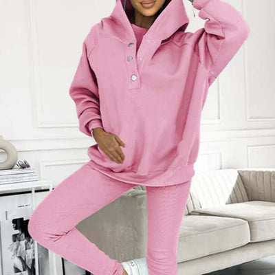 3pcs Women's Sports Suit Loose Hooded Pockets Sweatshirt And Vest And Slim Trousers eprolo