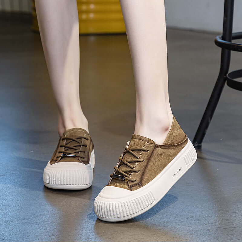 Female Cowhide Platform Soft Bottom Casual Shoes eprolo