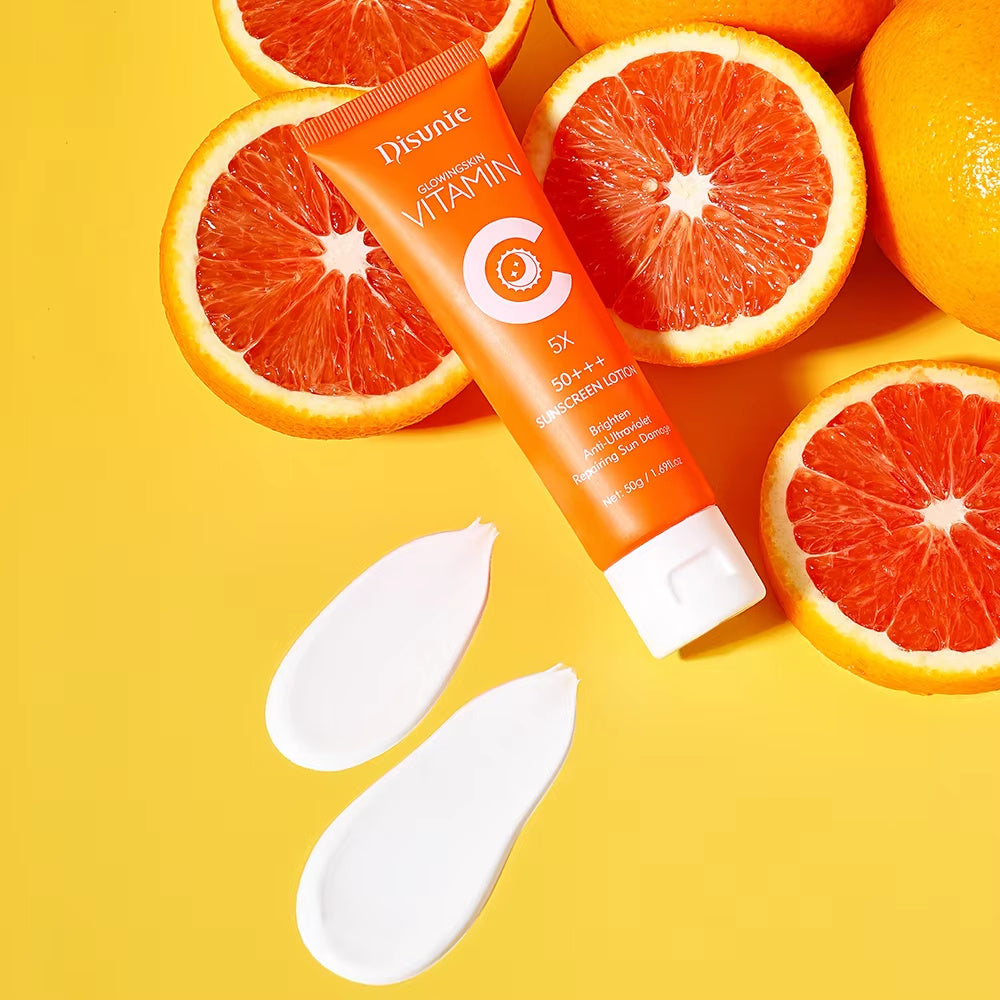 Sunscreen Cream Spf 50 Vitamin C Collagen Moisturizer Brightening Lotion Korean Skin Care Sun Block Sunscreen For The Black Skin eprolo