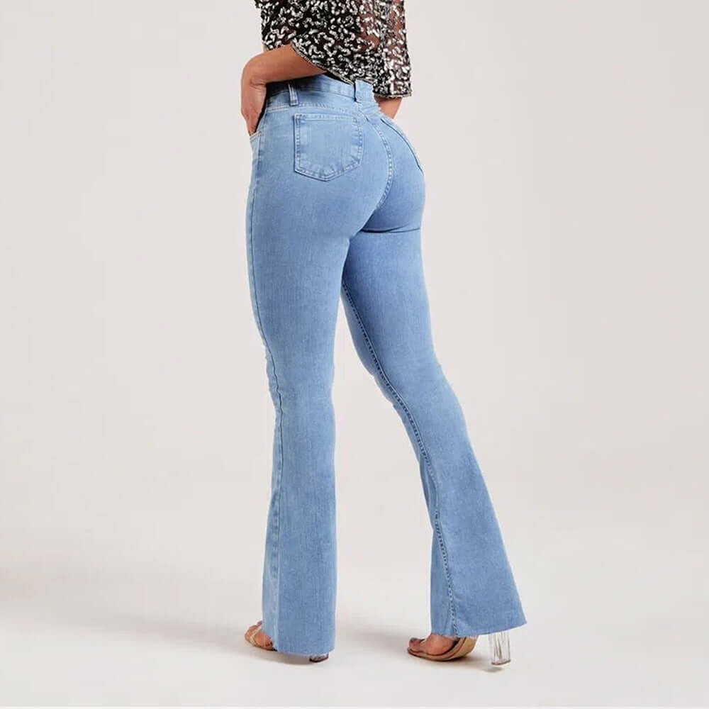 New Slim Fit Stretch Fashion Light Color Bell-bottom Pants Women Dropshipman
