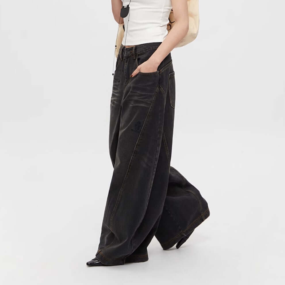 Retro Jeans Loose Straight Drooping Wide Leg Pants eprolo