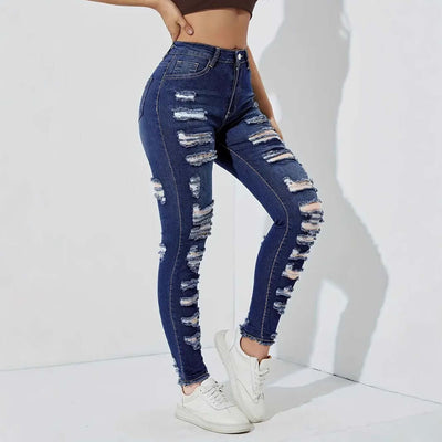 Women's Ripped Frayed Stretch Denim Skinny Pants Dropshipman