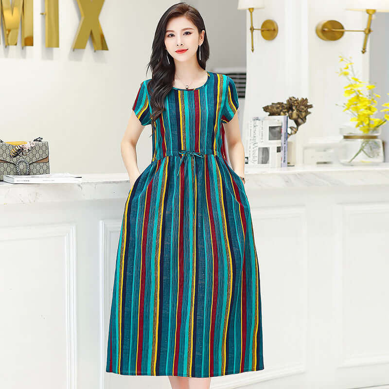 Women's Fashion Casual Cotton Linen Mid-length Dresses eprolo