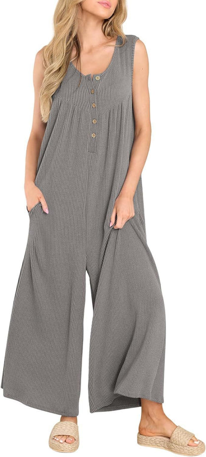 Summer European And American Style Fresh Casual Women's Pocket Jumpsuit eprolo