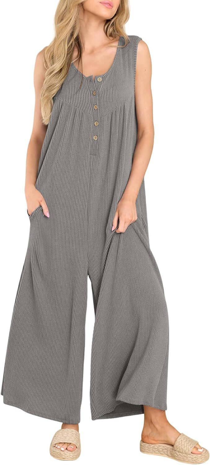 Summer European And American Style Fresh Casual Women's Pocket Jumpsuit eprolo