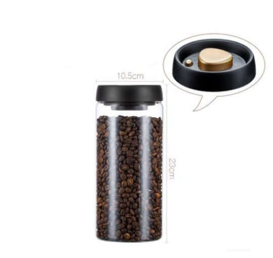 Vacuum Sealed Jug Set Black Coffee Beans Glass Airtight Canister Kitchen Food Grains Candy Keep Good Storage Jar Set Kitchen Gadgets eprolo