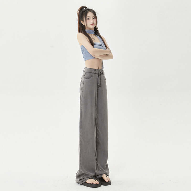 Ice Silk Thin Jeans Women's Comfortable Wide-leg Pants eprolo