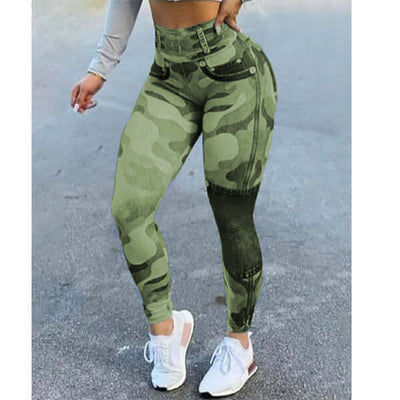 Women's quick-drying skinny yoga pants in denim style