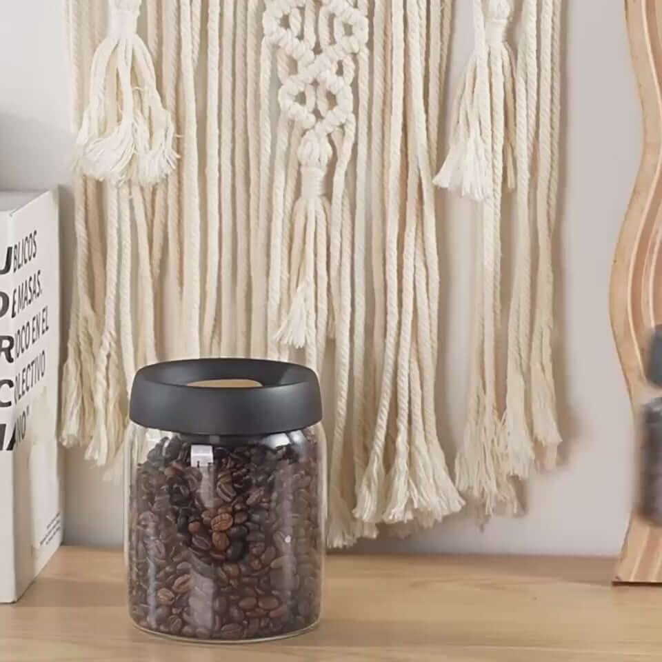 Vacuum Sealed Jug Set Black Coffee Beans Glass Airtight Canister Kitchen Food Grains Candy Keep Good Storage Jar Set Kitchen Gadgets eprolo video