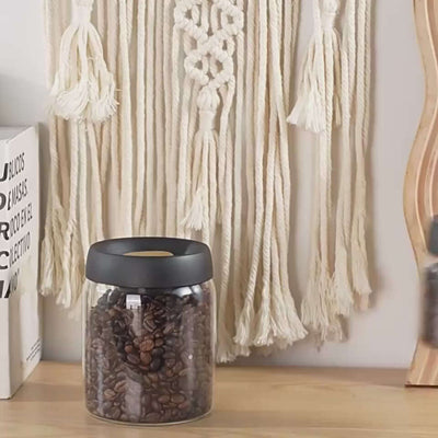 Vacuum Sealed Jug Set Black Coffee Beans Glass Airtight Canister Kitchen Food Grains Candy Keep Good Storage Jar Set Kitchen Gadgets eprolo video