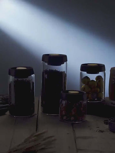 Vacuum Sealed Jug Set Black Coffee Beans Glass Airtight Canister Kitchen Food Grains Candy Keep Good Storage Jar Set Kitchen Gadgets eprolo video