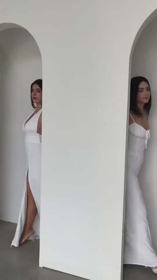 Sexy Halterneck V-neck Slit Dress Summer Backless Strappy Skirt Fashion Temperament Clothing Women Astrazona video