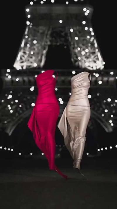 Sexy One-shoulder Backless Slit Dress Summer Elegant Slim-fit Solid Color Satin Dresses For Women Astrazona video